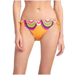 NWT Trina Turk Rainbow Swirl Tie Hipster Bikini Bottom in Mango Orange US12